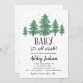 winter Baby Shower Greenery Woods Invitation (Front/Back)