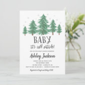 winter Baby Shower Greenery Woods Invitation (Standing Front)