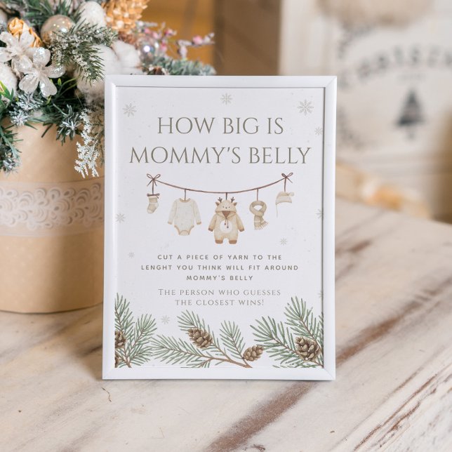 Winter Baby Shower Guess How Big is Her Belly Game Poster (Creator Uploaded)