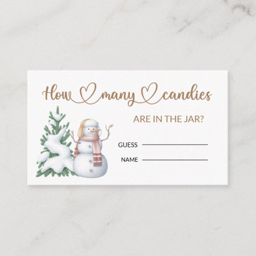Winter Baby Shower Guess How Many Candies Enclosure Card