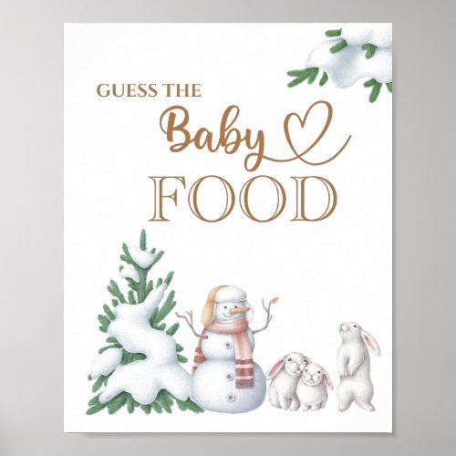 Winter baby shower  Guess the Baby Food Poster