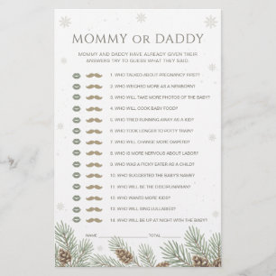 Winter Baby Shower Guess Who Mommy or Daddy Game