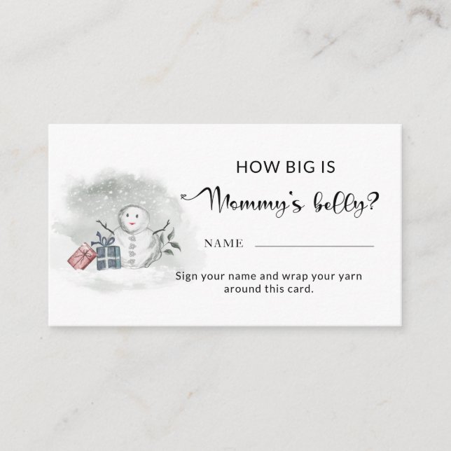 Winter baby shower how big is mommy's belly enclosure card (Front)