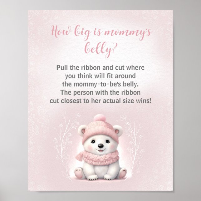 Winter Baby Shower How Big Is Mommy's Belly Game Poster (Front)