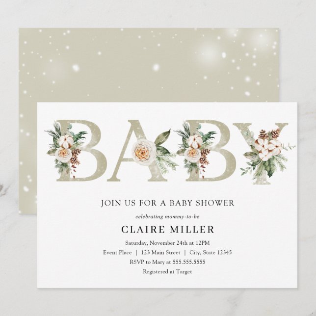 Winter Baby Shower invitation (Front/Back)