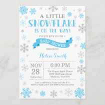 Winter Baby Shower Invitation Blue Snowflake