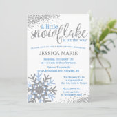 Winter Baby Shower Invitation - Blue Snowflake (Standing Front)