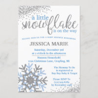 Winter Baby Shower Invitation - Blue Snowflake