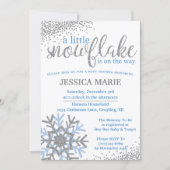 Winter Baby Shower Invitation - Blue Snowflake (Front)