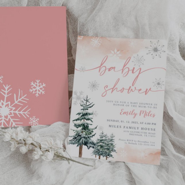 Winter baby shower invitation, blush and pink invitation (Creator Uploaded)