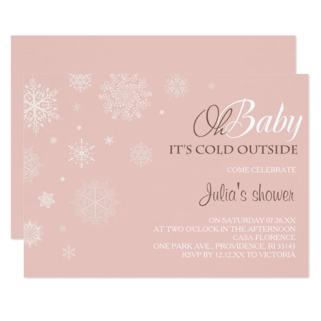 Winter Baby Shower Invitation - Blush Pink