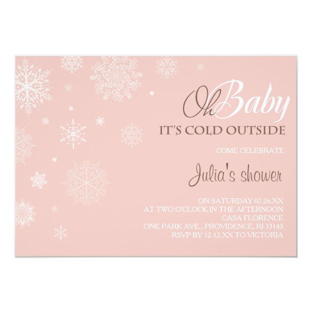 Winter Baby Shower Invitation - Blush Pink