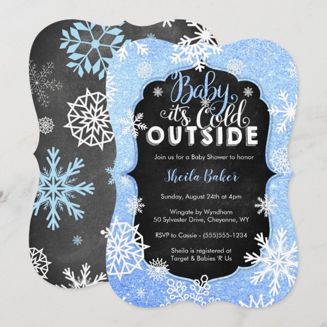 Winter Baby Shower Invitation - Boy Baby Shower (Front/Back)