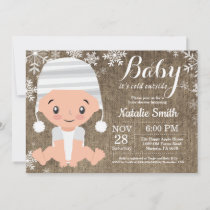 Winter Baby Shower Invitation Burlap