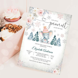 Winter Baby Shower Invitation Elephant Invitation