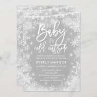 Winter Baby Shower Invitation Gender Neutral White