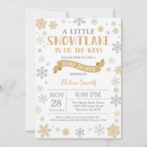 Winter Baby Shower Invitation Gold Snowflake