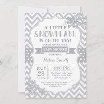 Winter Baby Shower Invitation Gray Snowflake
