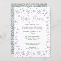 Winter Baby Shower Invitation Lavender Glitter