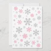 Winter Baby Shower Invitation Pink Snowflake (Back)