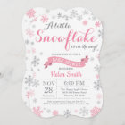 Winter Baby Shower Invitation Pink Snowflake