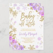 Winter Baby Shower Invitation Purple And Gold