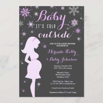 Winter Baby Shower Invitation  Purple Baby Shower Invitation by ApplePaperie at Zazzle