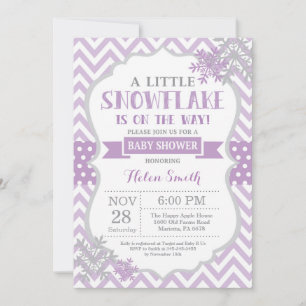 Winter Baby Shower Invitation Purple Snowflake