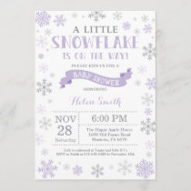 Winter Baby Shower Invitation Purple Snowflake