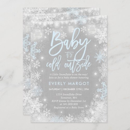 Winter Baby Shower Invitation Rustic Winter Shower