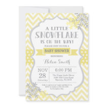 Winter Baby Shower Invitation Yellow Snowflake