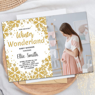 Winter Baby Shower Invitations Golden Photo