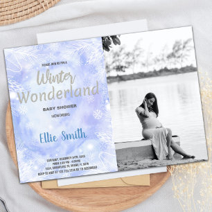 Winter Baby Shower Invitations Silver with photo