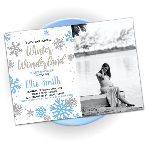 Winter Baby Shower Invitations White Photo