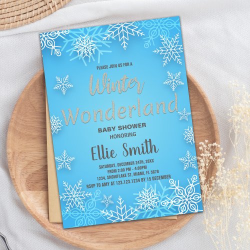 Winter Baby Shower Invitations White Snow Silver