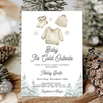 Winter Baby Shower Invite It's Cold Outside Unisex by Anietillustration at Zazzle
