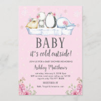 winter baby shower invite, winter animals arctic invitation