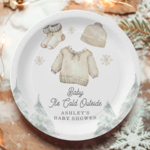 Winter Baby Shower It's Cold Outside Unisex Snow Paper Plates