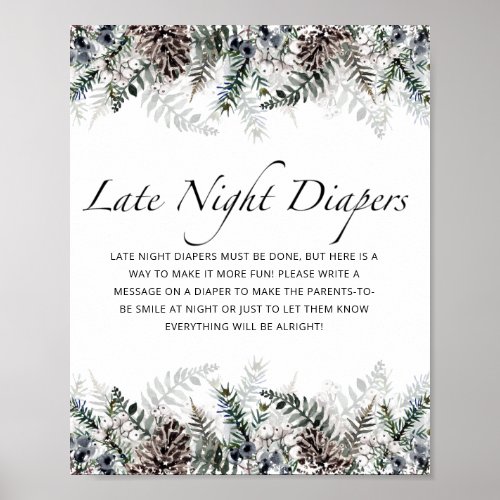Winter Baby Shower Late night diapers game Poster