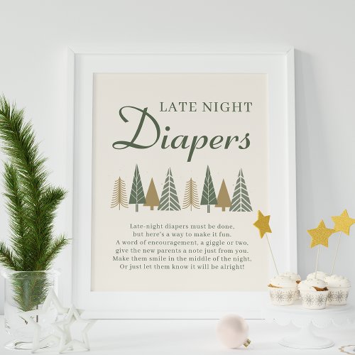 Winter Baby Shower Late Night Diapers Game Poster
