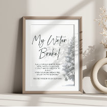 Winter Baby Shower My Water Broke Game Sign