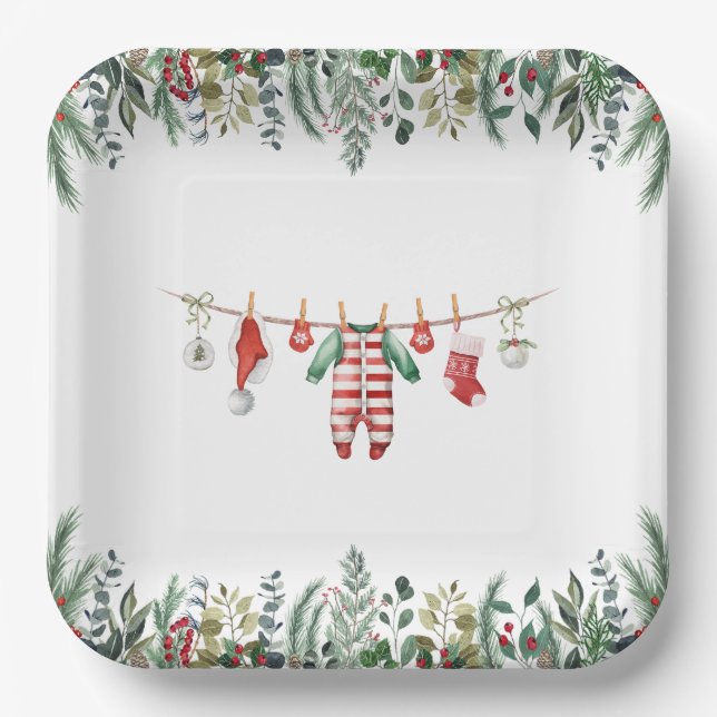 Winter Baby Shower Paper Plates (Front)