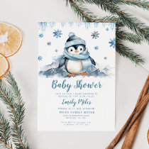 Winter Baby Shower Penguin Invitation