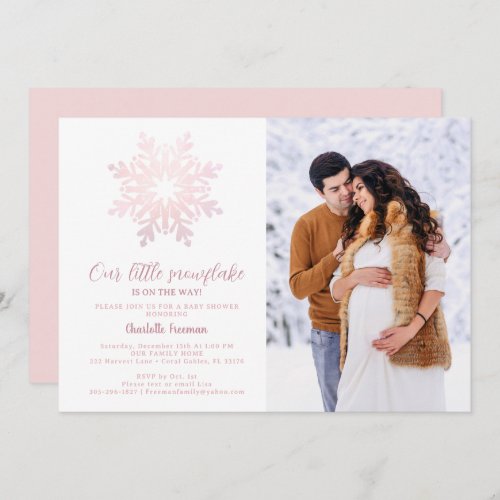 Winter Baby Shower Photo Invitation _ Blush Pink