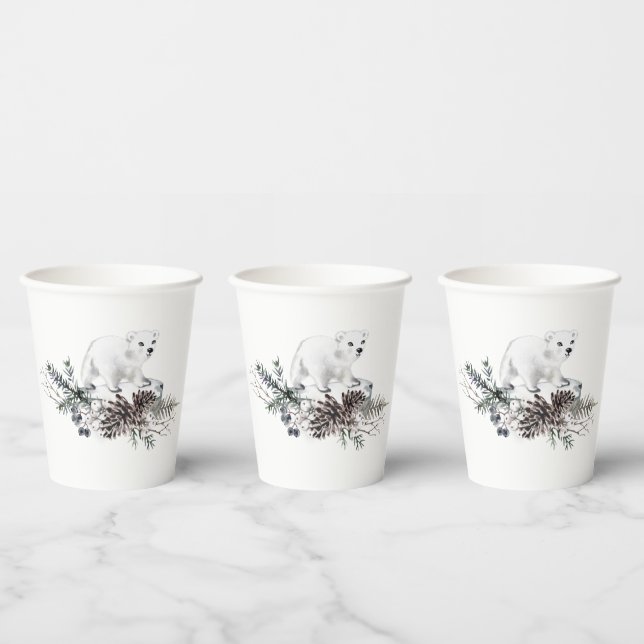 Winter Baby Shower Polar Bear Paper Cups (Multi)