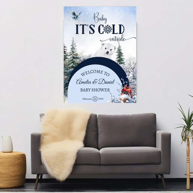 Winter Baby Shower Poster Polar Bear & Cardinal (Creator Uploaded)