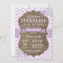 Winter Baby Shower Purple Snowflake Burlap Invitation