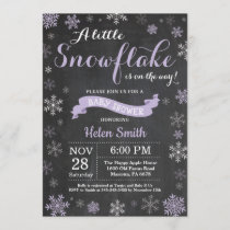 Winter Baby Shower Purple Snowflake Chalkboard Invitation