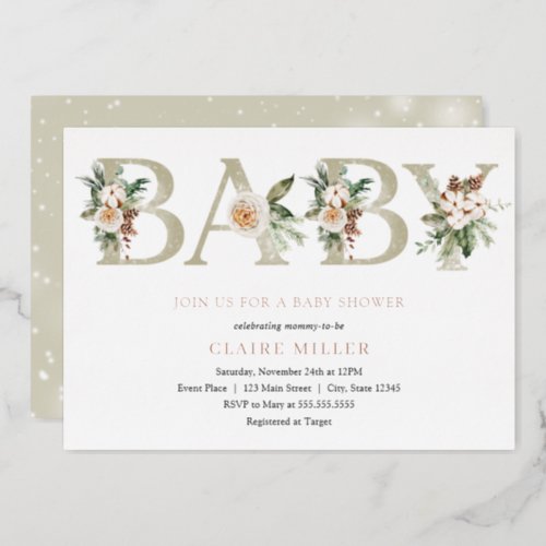 Winter Baby Shower Real Foil Invitation