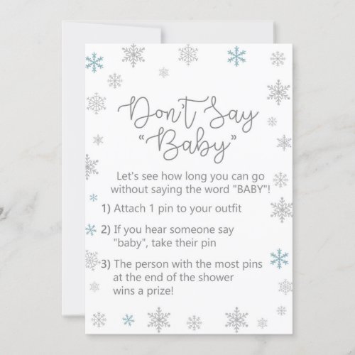 Winter Baby Shower Sign Size 5x7 Invitation